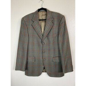 Vtg Magee Astford Castle Men Plaid Tweed Blazer Size 40R Brown Green Sports Coat